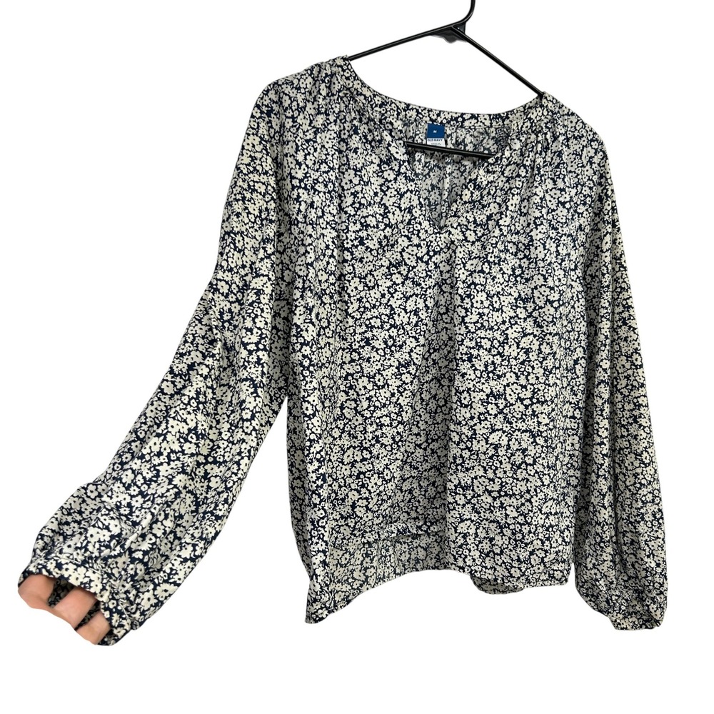Cotton Floral Peasant Blouse Womens Medium Prairie Cottagecore Boho Top